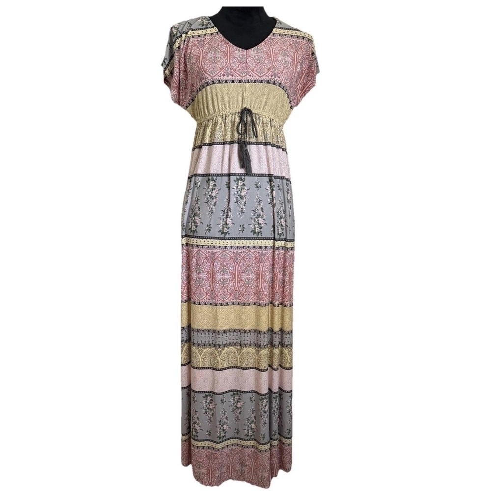 Style & Co Dress Womens Petite PL Boho Floral Cottagecore Patchwork Summer Maxi